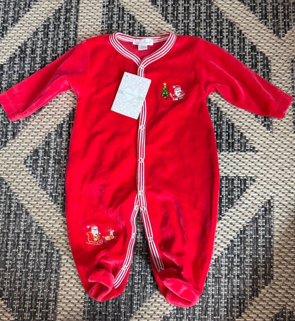 Kissy Kissy Christmas Button Footie One Piece Size 0-3 months